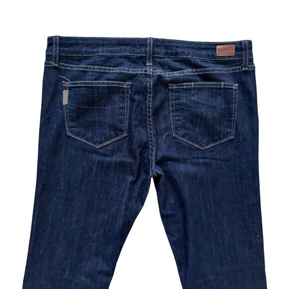 Paige Skyline Boot Jeans Women's Sz 10 30 Blue Dark wash Bootcut Mid Rise Boho - Picture 15 of 16
